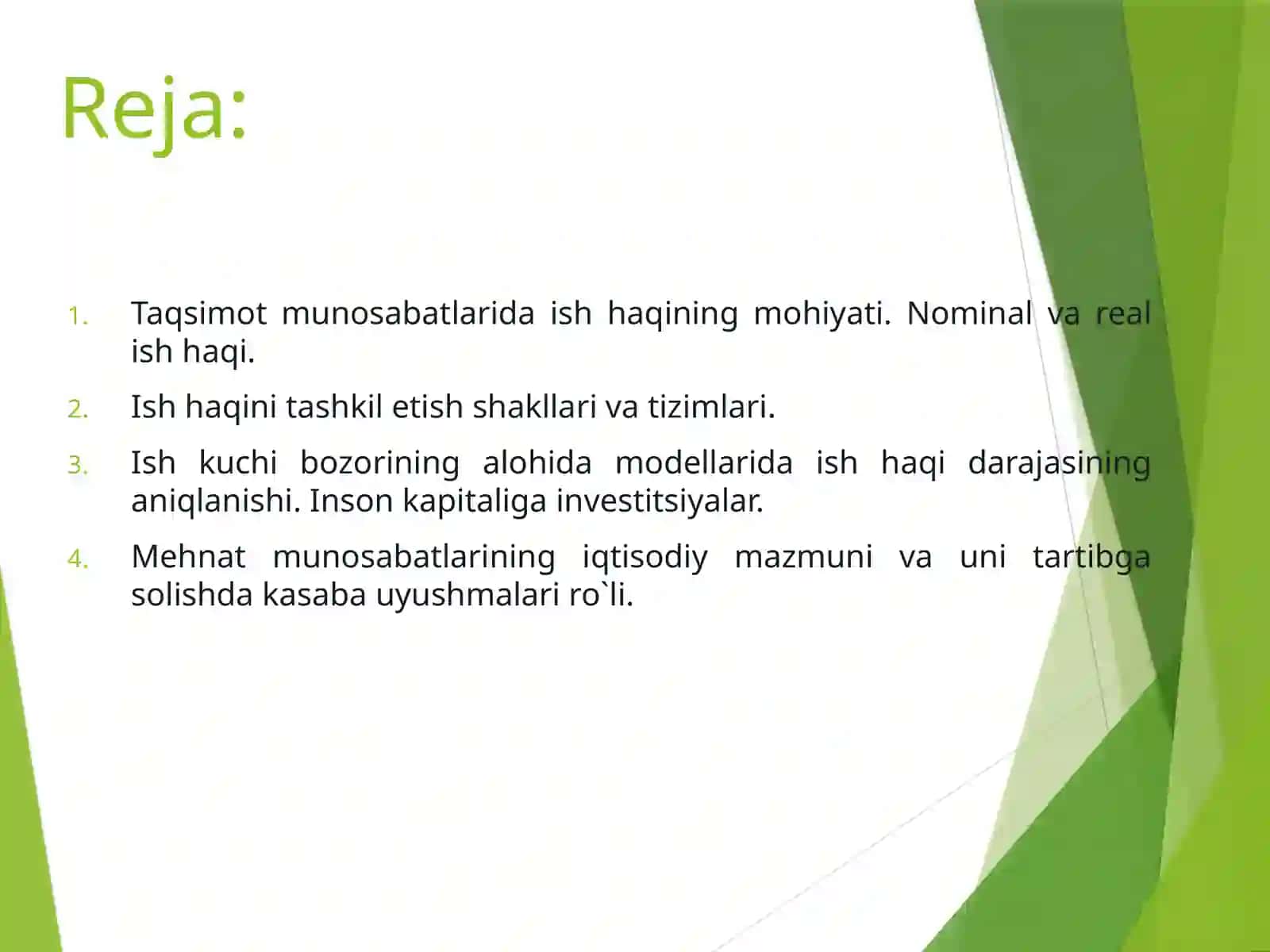 Ish haqi va mehnat munosabatlari 2