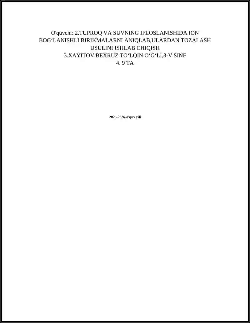 Tuproq va suvdagi ion-bog'lanishli metallarning laboratoriya aniqlash usullari 2
