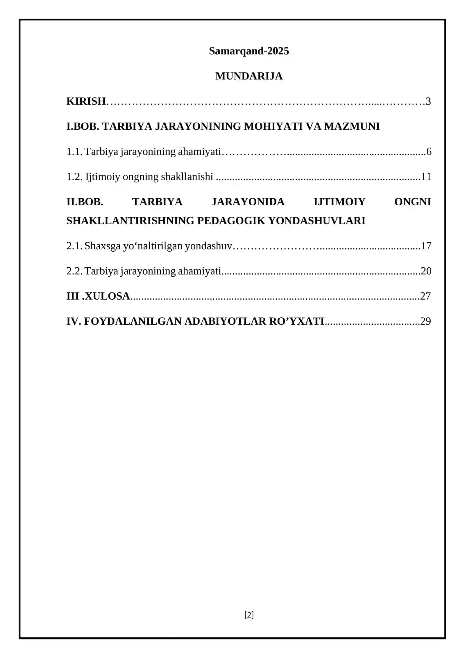 Tarbiya jarayonining mohiyati va mazmuni 2