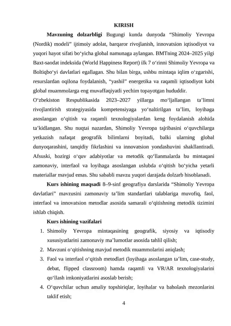 Shimoliy Yevropa davlatlari mavzusini o‘qitish metodikasi 2