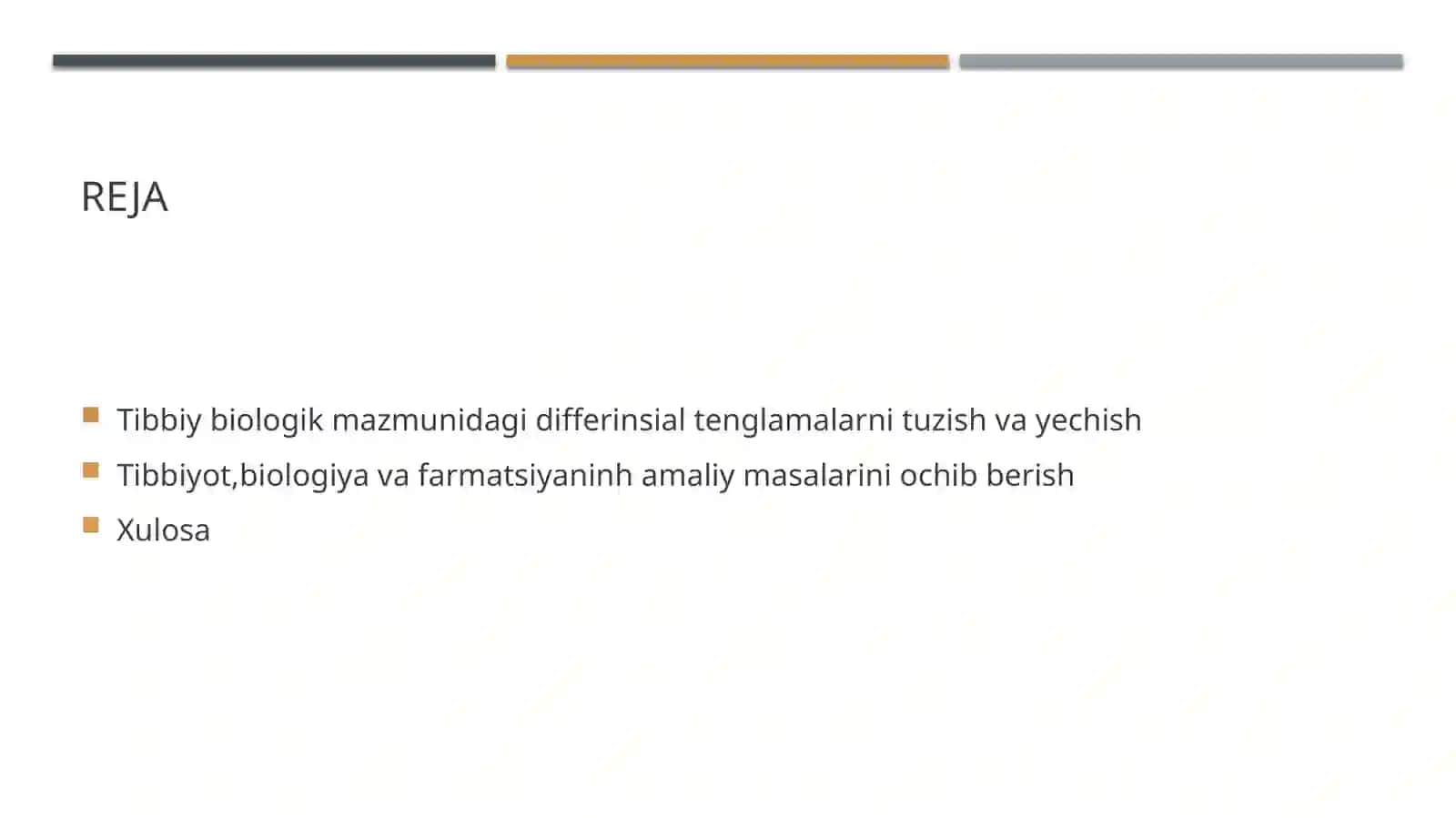 Tibbiy biologik mazmunidagi differinsial tenglamalarni tuzish va yechish 2