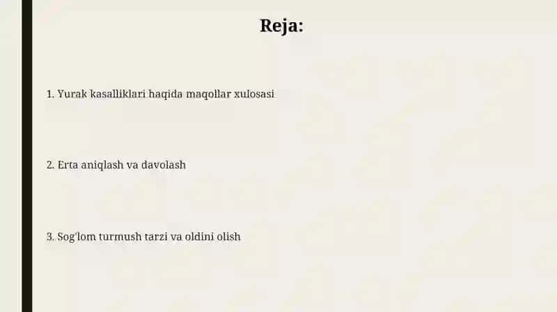 Yurak kasalliklari haqida maqolar hulosasi bilan 2