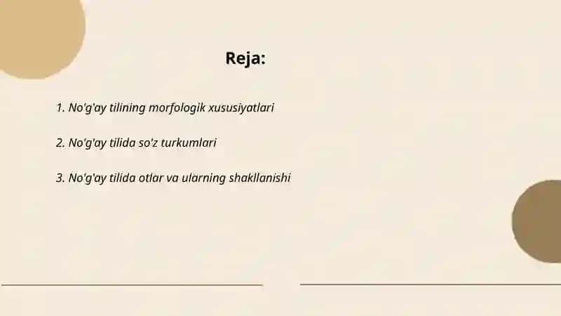 No'g'ay tilining morfologiyasi va sintaksisi 2