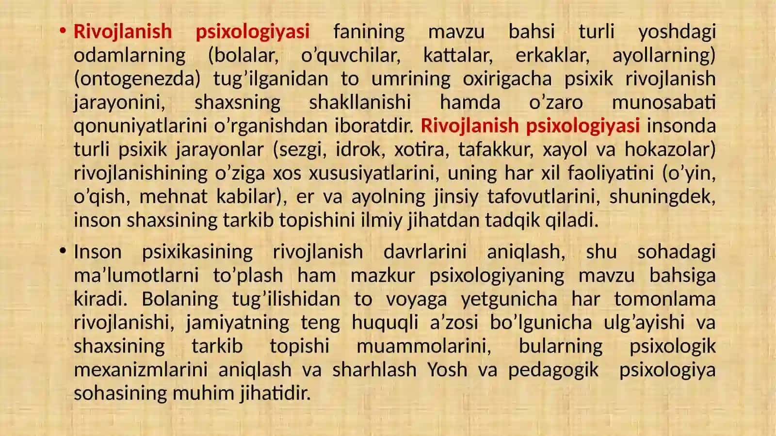 Rivojlanish psixologiyasi faniga kirish 2