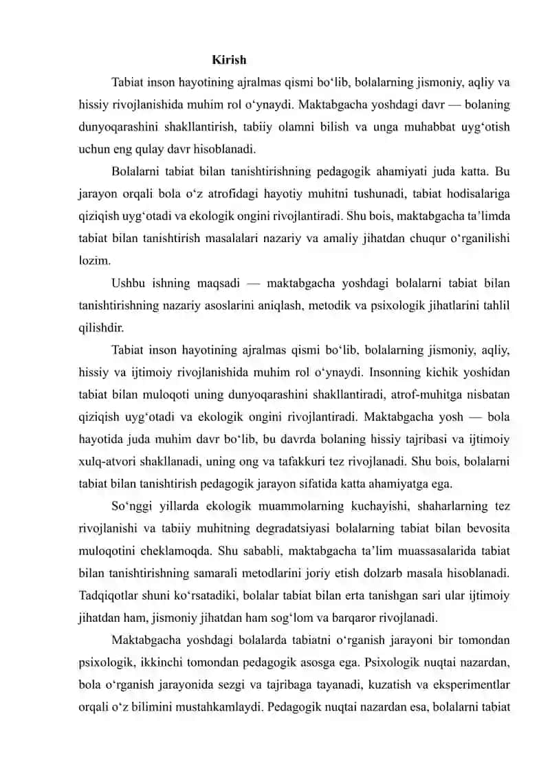 Maktabgacha Yoshdagi Bolalarni Tabiat Bilan Tanishtirishning Nazariy Asoslari 2