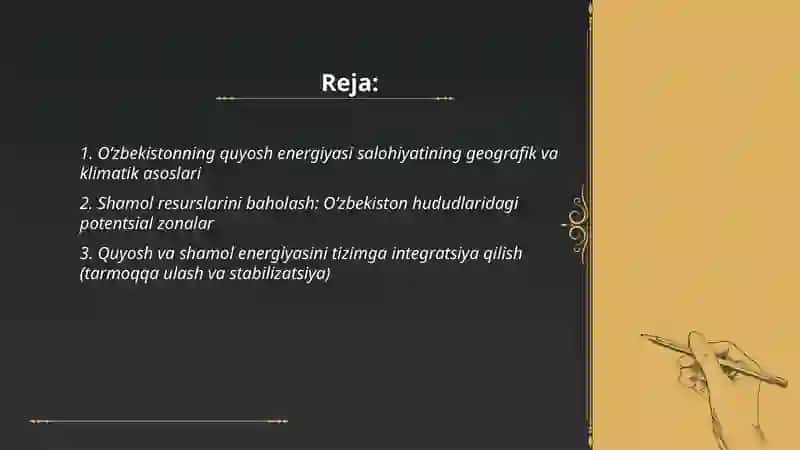 O‘zbekiston sharoitida quyosh energiyasi va shamol energetikasi imkoniyatlari 2