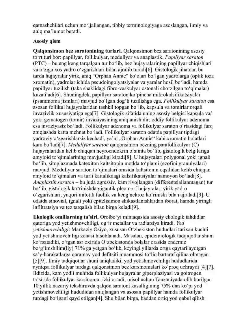 Orolbo’yi mintaqasida qalqonsimon bez saratonining patomorfalogik xususiyatlari 2