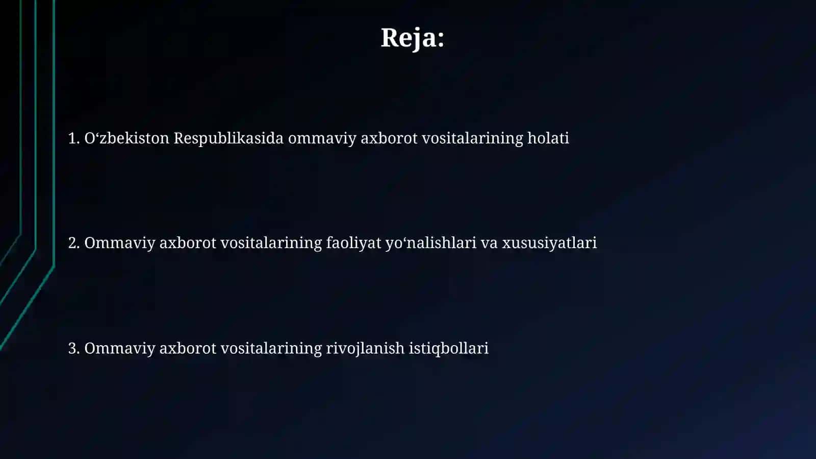 O‘zbekiston Respublikasida ommaviy axborot vositalarining faoliyati 2