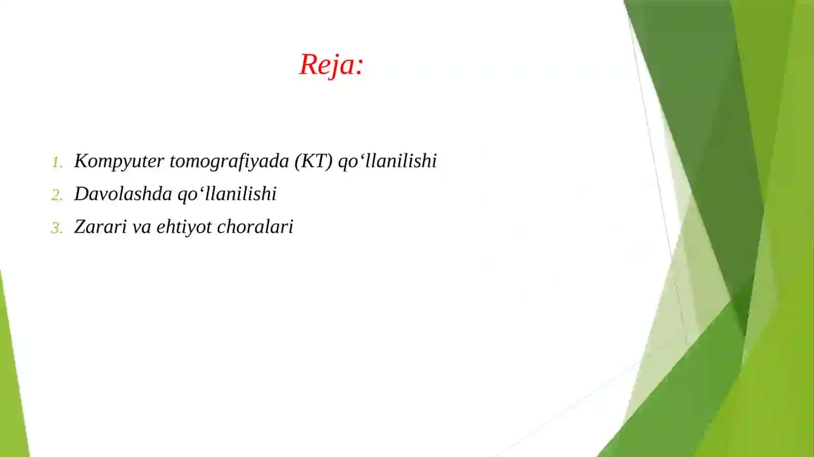 Rengen nurlarini tibbiyotda qoʻllanilishi 2