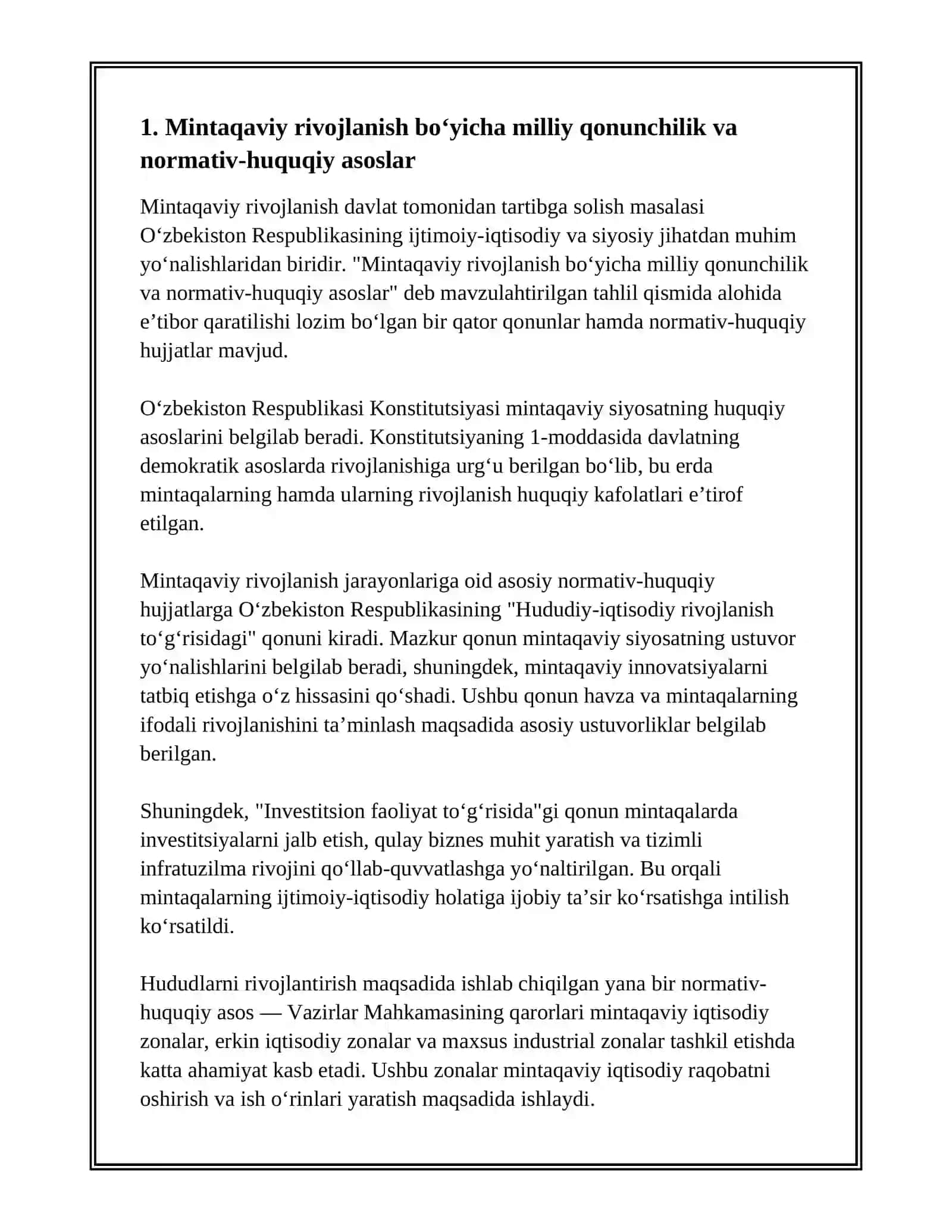 MINTAQAVIY RIVOJLANISHNI DAVLAT TOMONIDAN TARTIBGA SOLISH 2
