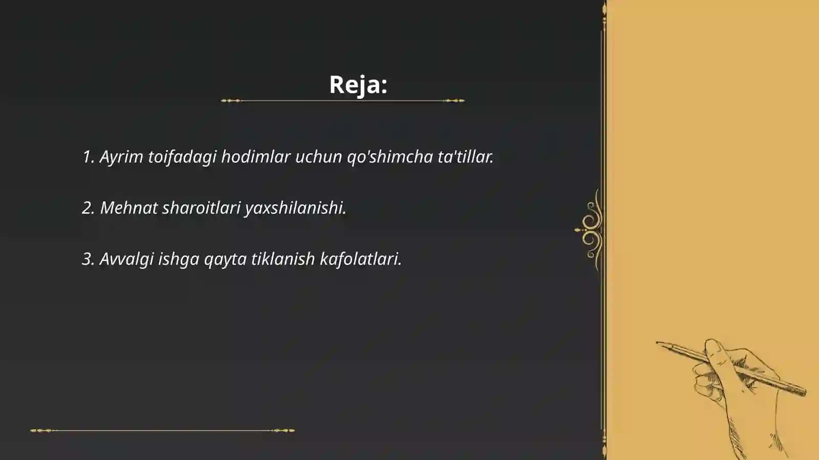 Ayrim toifa hodimlariga beriladigan intiyozlar va kafolatlar 2