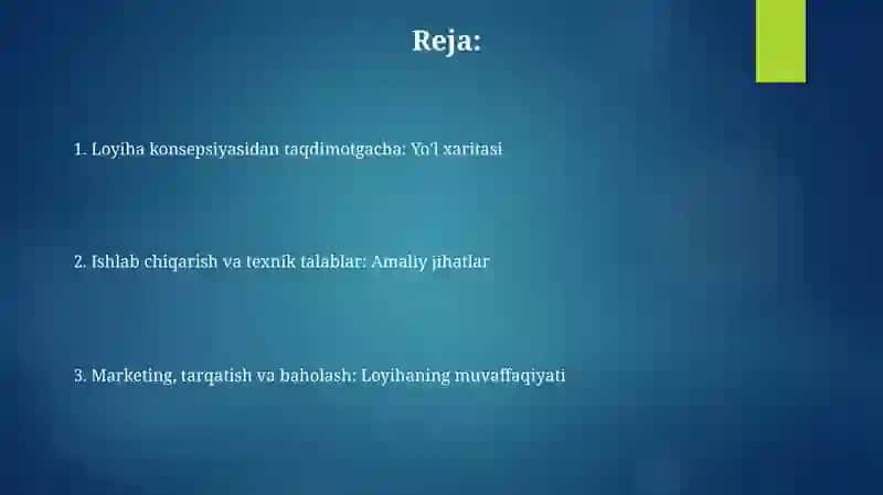 Oʼz medialoyihasini ishlab chiqish va taqdim etish 2