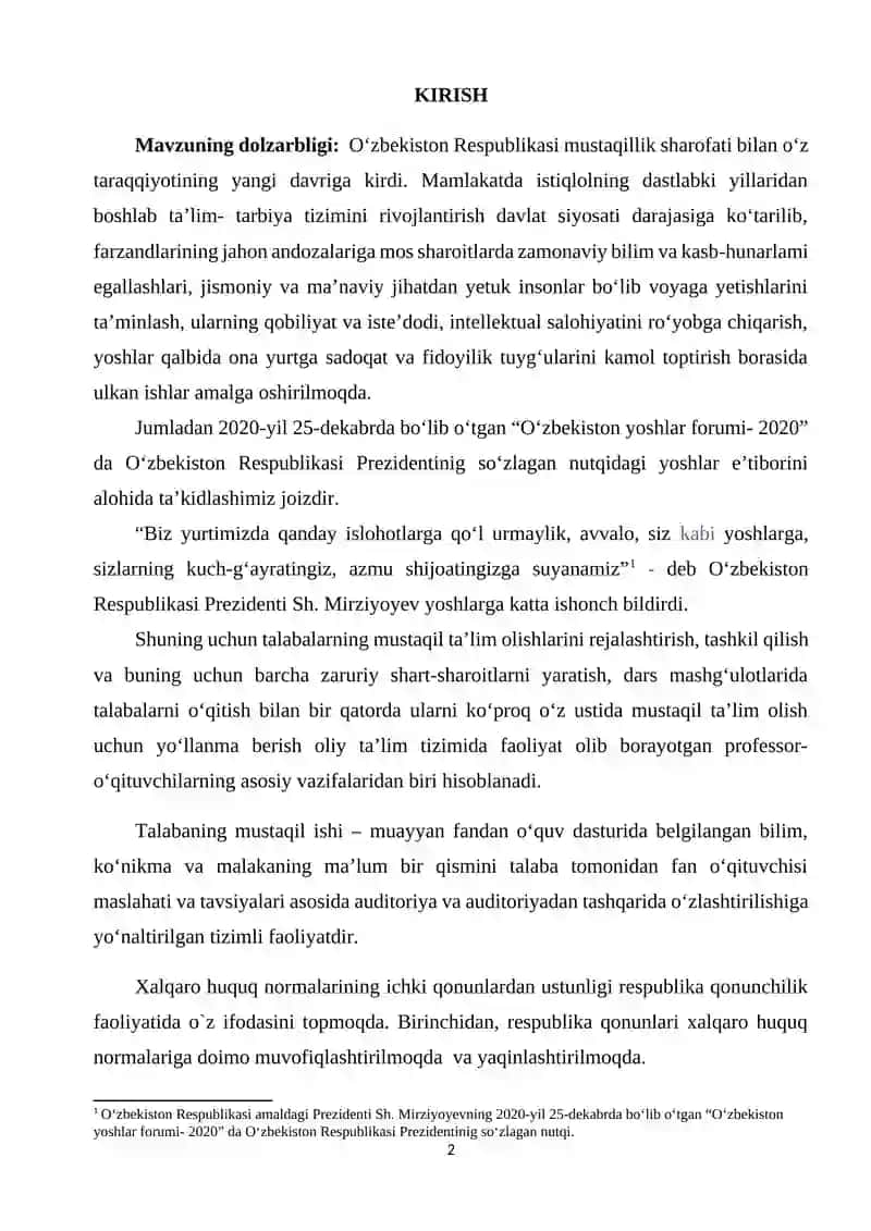 O`ZBEKISTONNING XALQARO VA MINTAQAVIY TASHKILOTLARGA A`ZO BO`LIB KIRISHI VA RESPUBLIKANING MUSTAQIL TASHQI SIYOSAT O`RNATISHINING HUQUQIY ASOSLARI 2