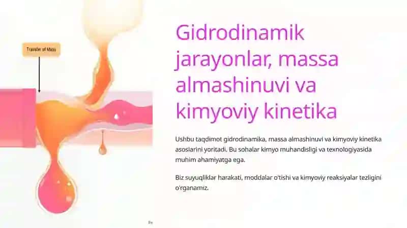 Gidrodinamik jarayonlar, massa almashinuvi va kimyoviy kinetika 2