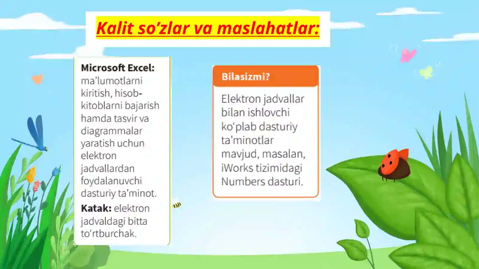 Elektron jadvallar yaratishda Microsoft Excel foydalanish 2
