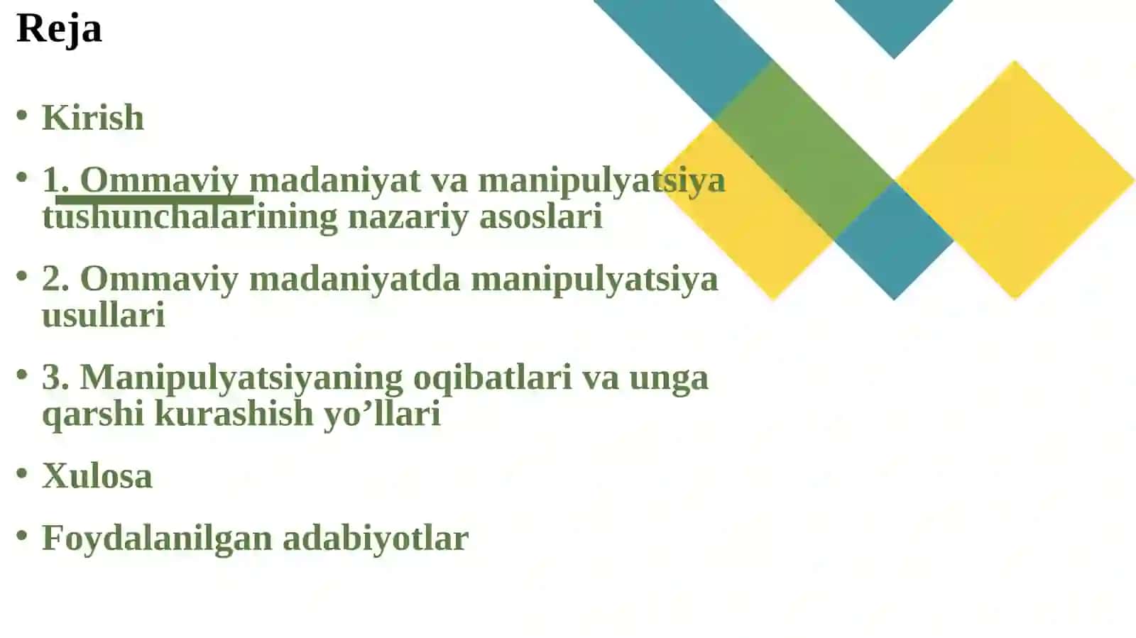 Ommaviy madaniyat damanipulyatsiya usullarining tahlili 2