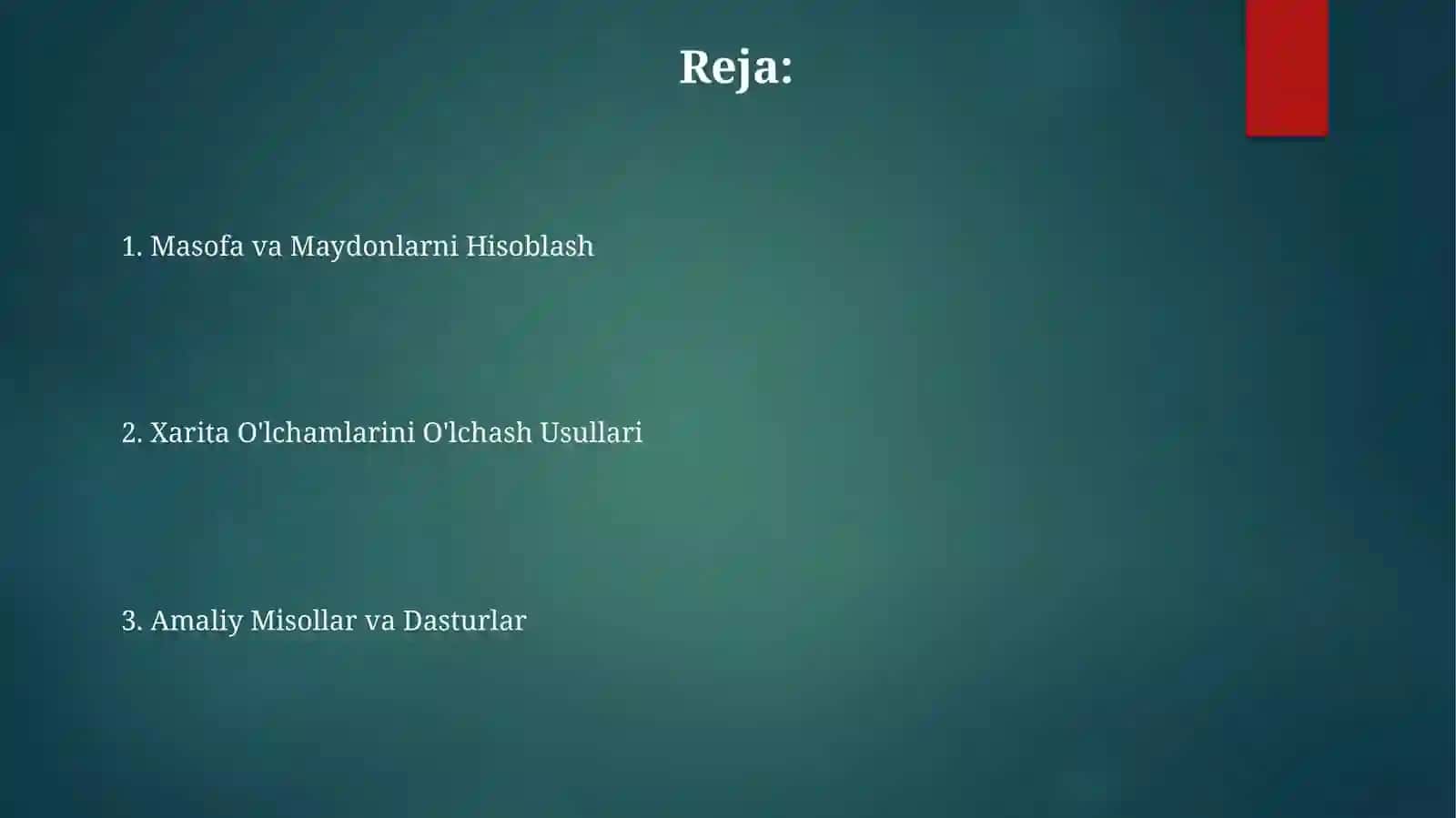 Kartadagiobyektlarninguzinliklarivamaydonlarinioʻlchash 2