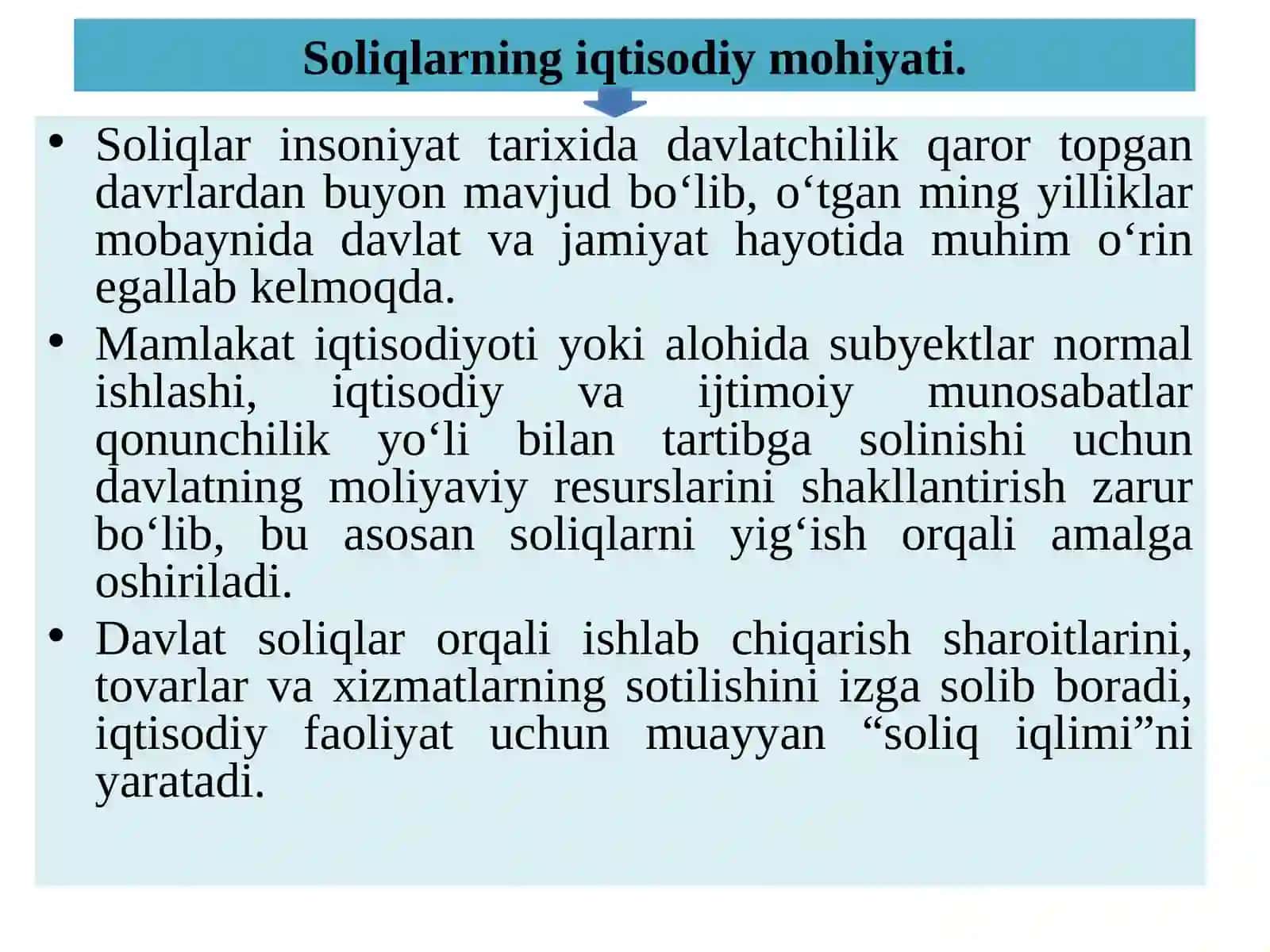 SOLIQLARNING IQTISODIY MOHIYATI VA OBYEKTIV ZARURLIGI 2