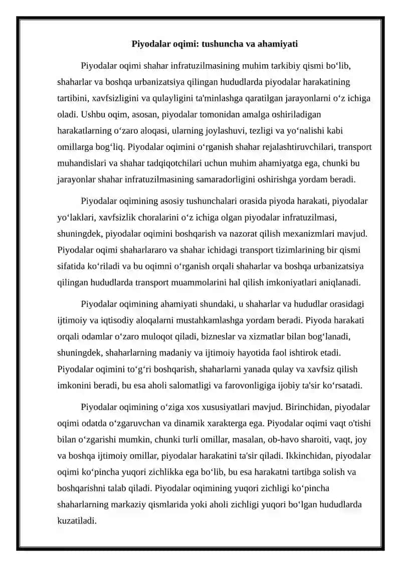 Piyodalar oqimini harakteriskalari ikkalasi ham komyuterda 2