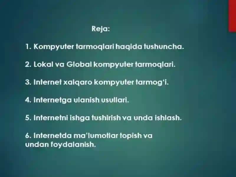 Tarmoq texnalogiyalari va internet xizmatlari 2