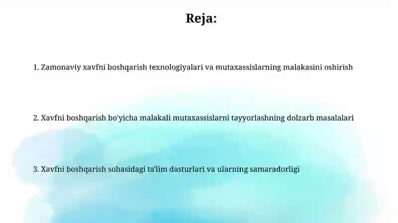Xatarlarni aniqlash va tahlil qilish metodlari 2