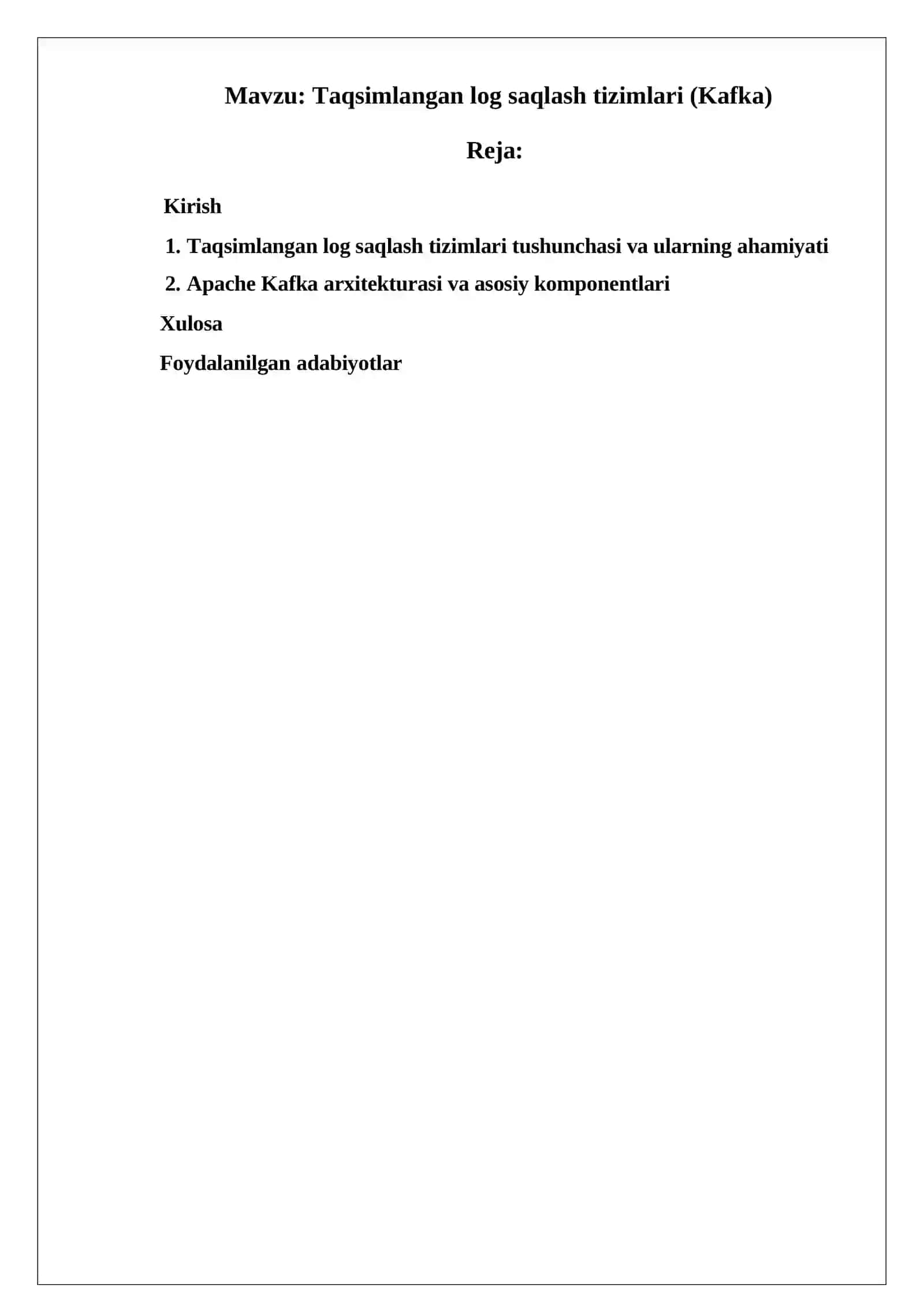 Taqsimlangan log saqlash tizimlari (Kafka) 2