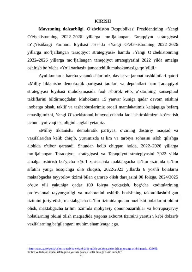 Yangi O'zbekistonda tarbiya fanini o'qitishda o'tkazilayotgan islohotlar 2
