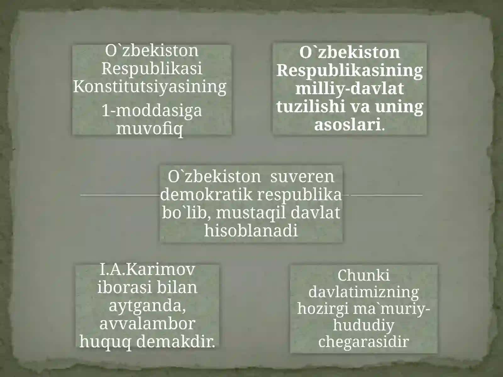 O`zbekiston Respublikasining milliy davlat va ma`muriy hududiy tuzilishi 2