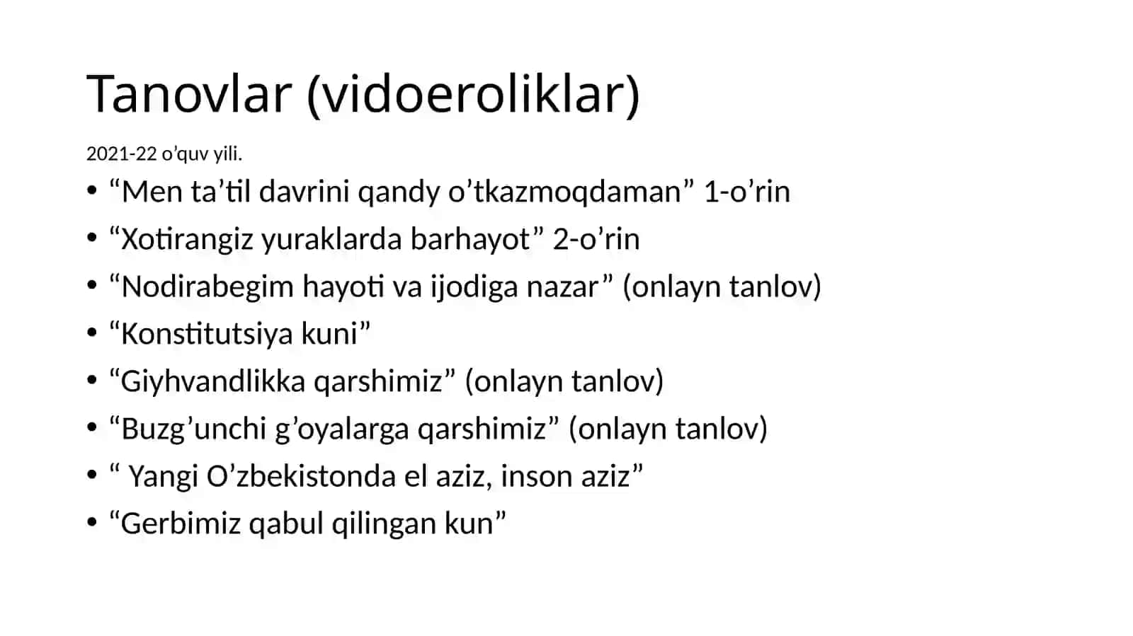 Tanovlar(vidoeroliklar) 2