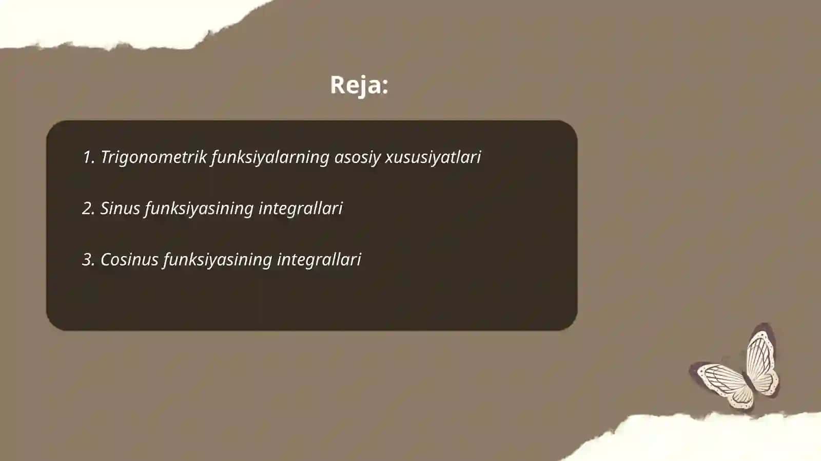 Trigonometrik ifodalarni integrallash 2