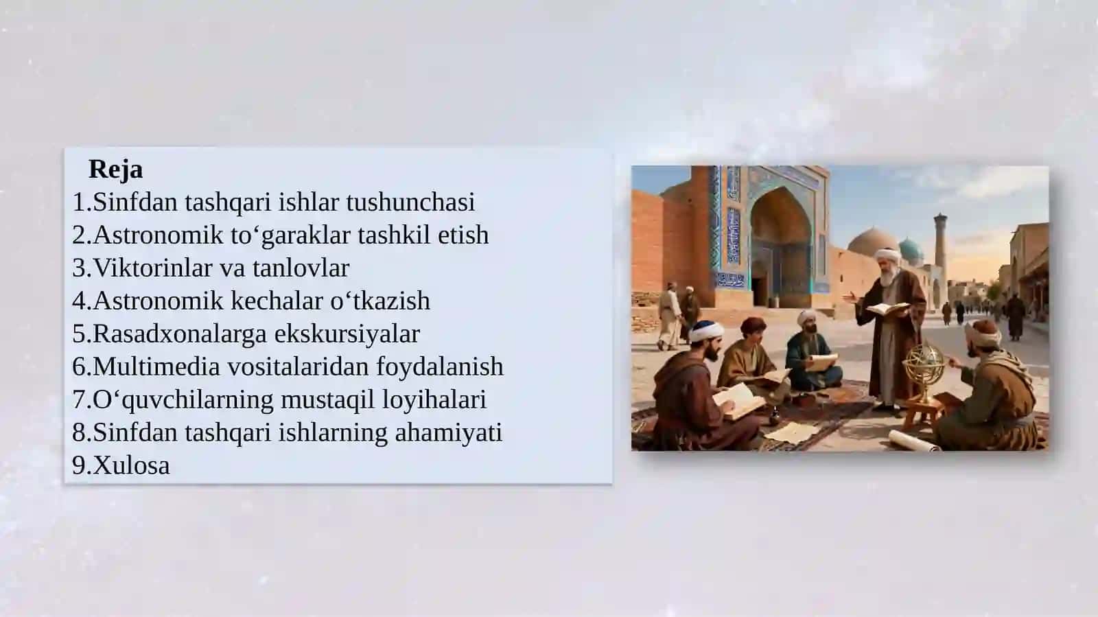 Astronomiyadan sinfdan tashqari ishlarni tashkil etish va o'tkazish metodikasi 2