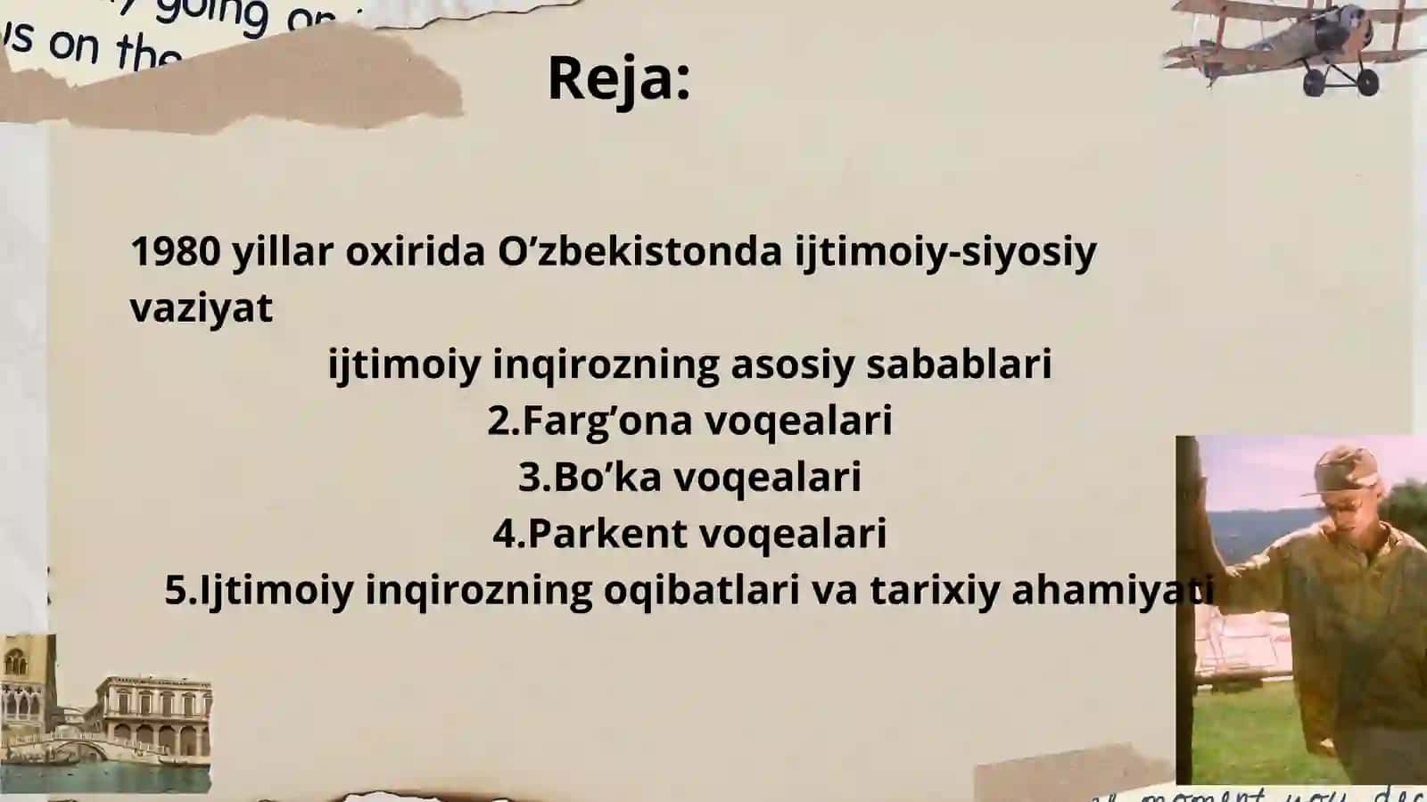 FARG’ONA, BO’KA, PARKENT VOQEALARI. O’ZBEKISTONDA IJTIMOIY INQIROZNING AVJ OLISHI 2