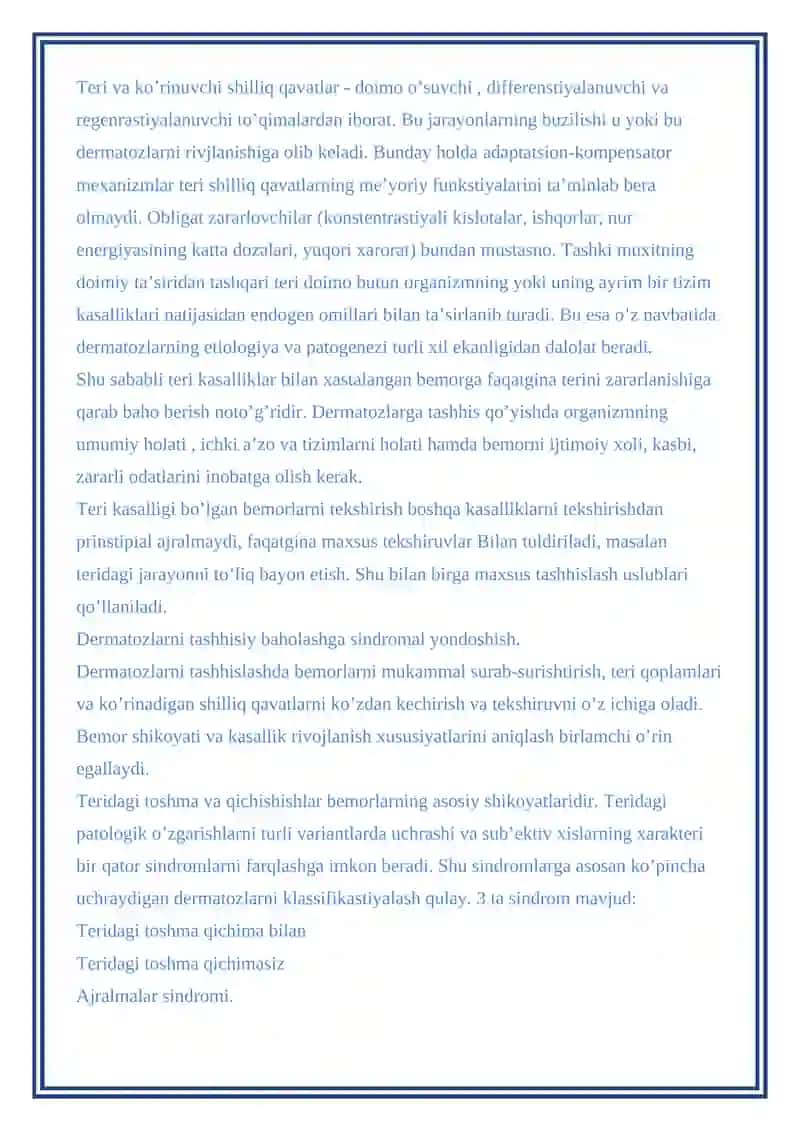 TERINING DERMATOZLAR NASLIY KASALLIKLARI QANDSIZ DIAPED KASALLIGI 2