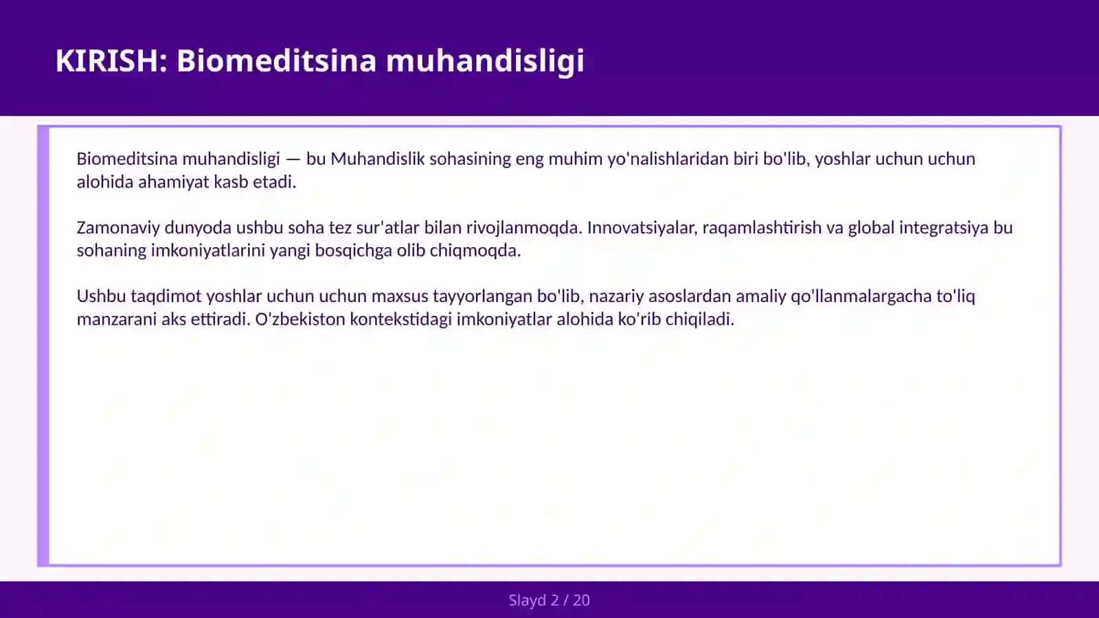 BIOMEDITSINA MUHANDISLIGI 2