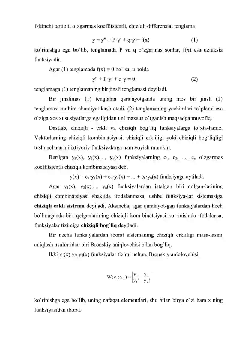 Butun koeffitsiyentli aniqmas tenglamalarga doir misollar yechish 2
