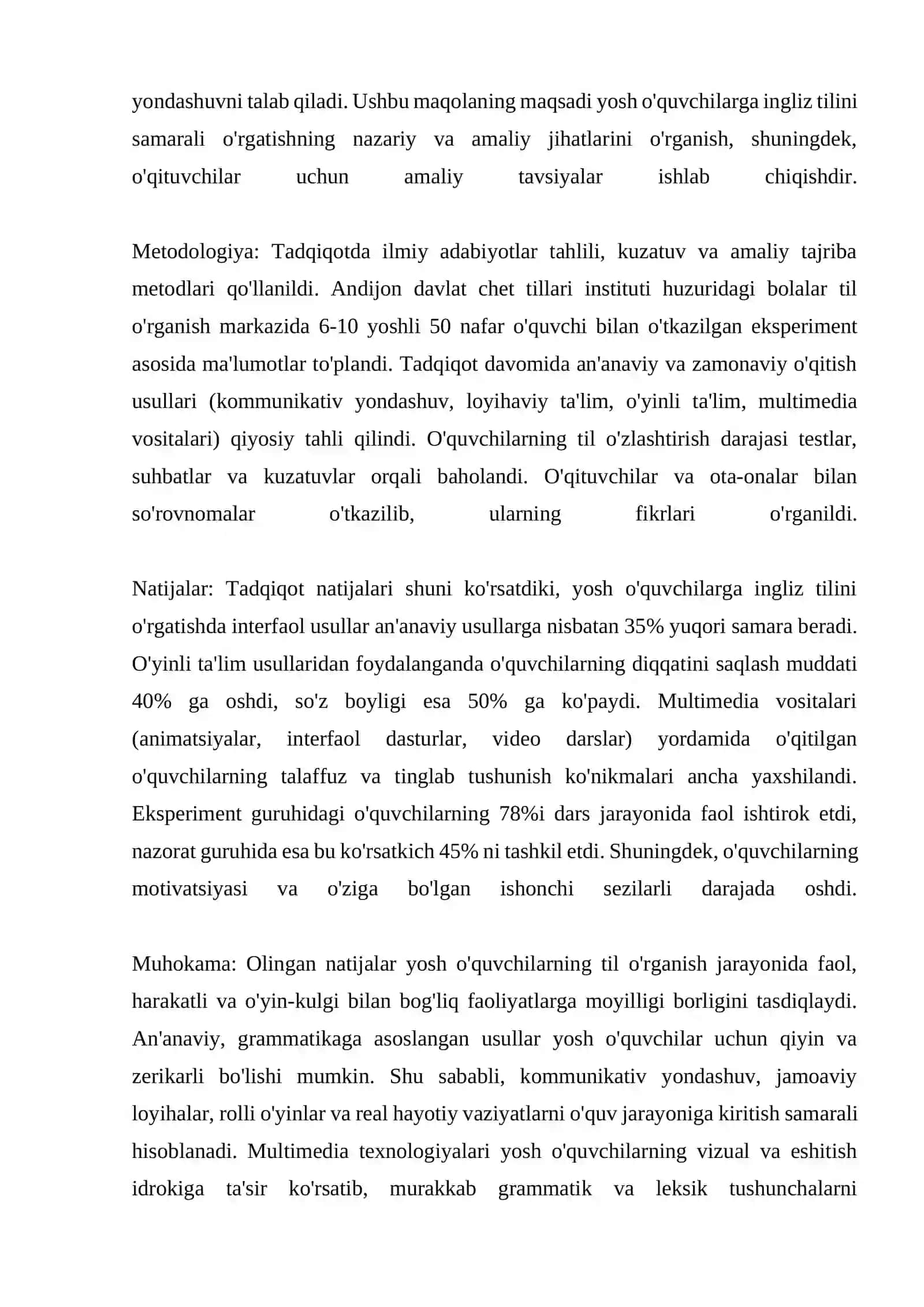 Инглиз тилини ёш оқувчиларга ўргатиш 2