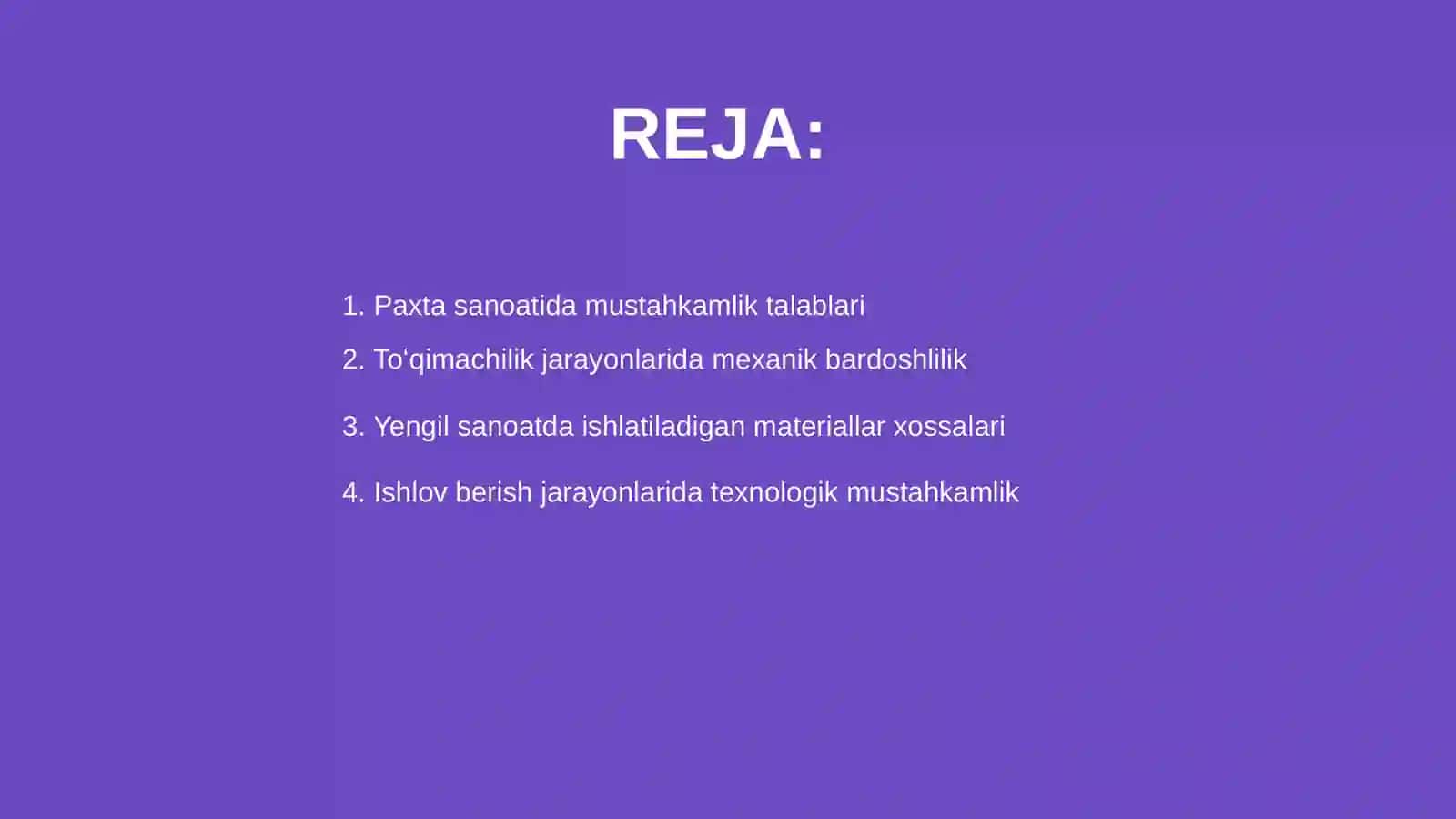 Paxta, toʻqimachilik va yengil sanoat korxonalarida texnologik jarayonlar uchun mustahkamlik 2