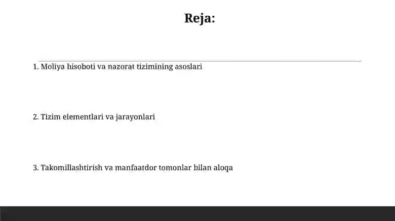 Moliyaviy hisobot va nazorat tizimini shakllantirish 2