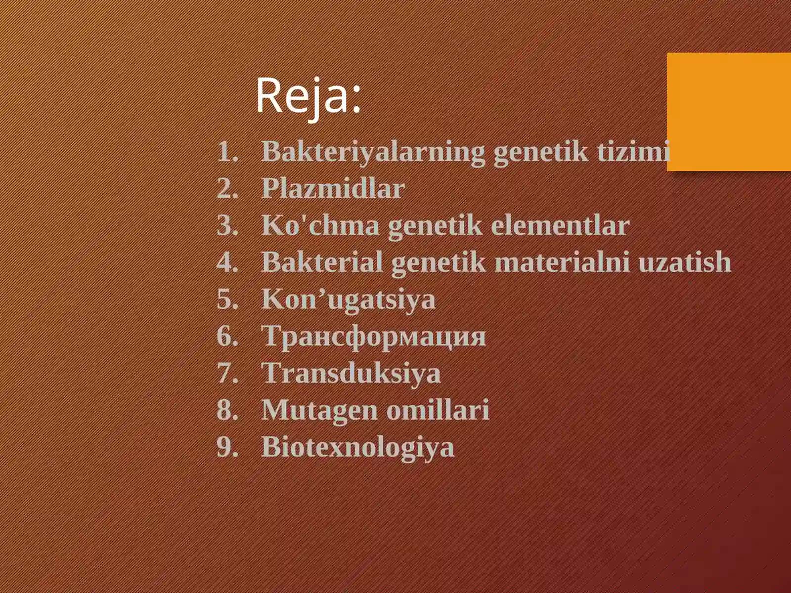MIKROORGANIZMLARNING GENETIKASI 2