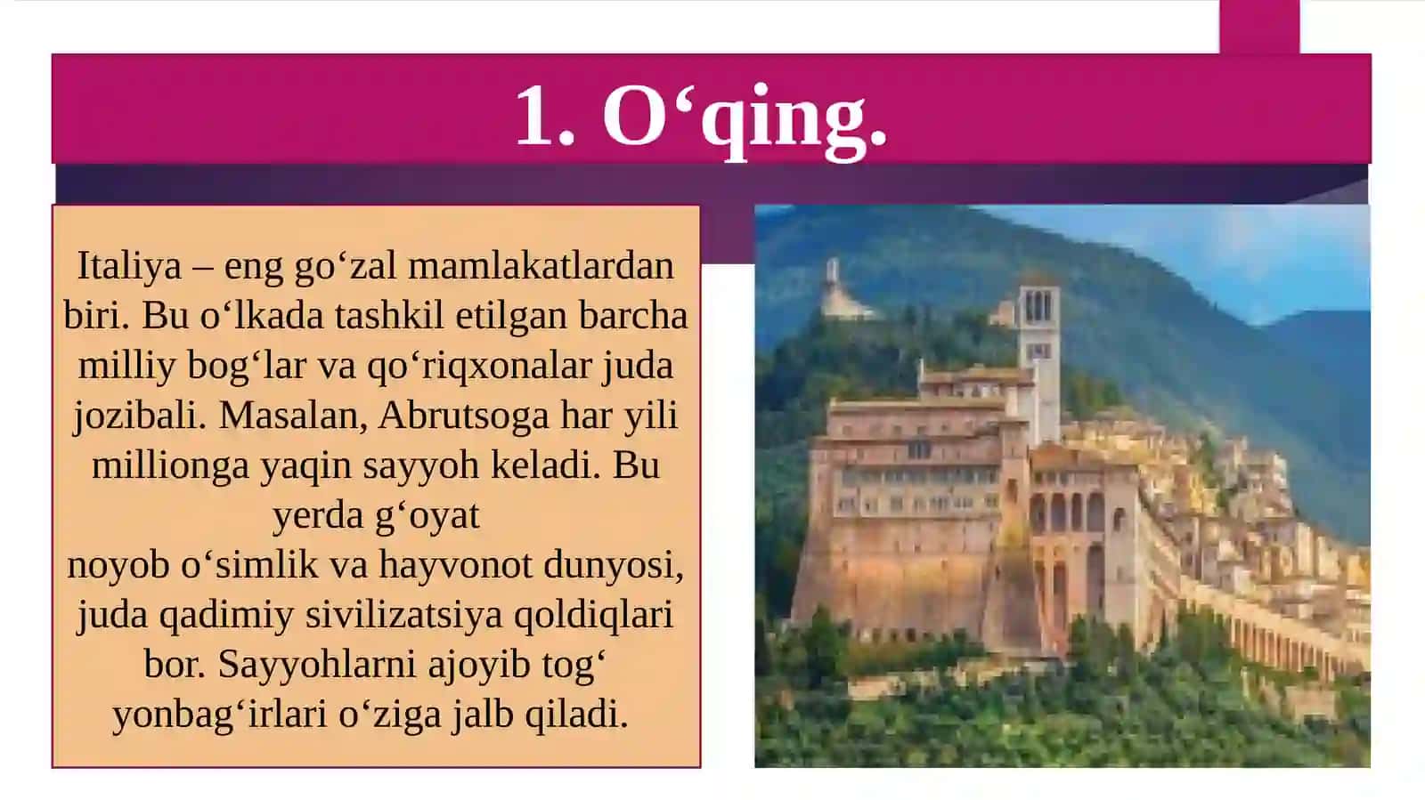 7-sinf O'zbek tili dars ishlanma. Eng go'zal shaharlar 2
