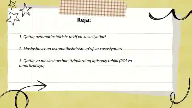 Qattiq va moslashuvchan avtomatlashtirishning solishtirma tahlili 2