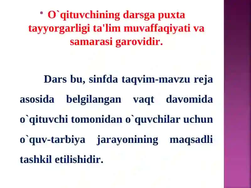 Darslarni tashkil etish amaliyoti va nazariya birligi 2