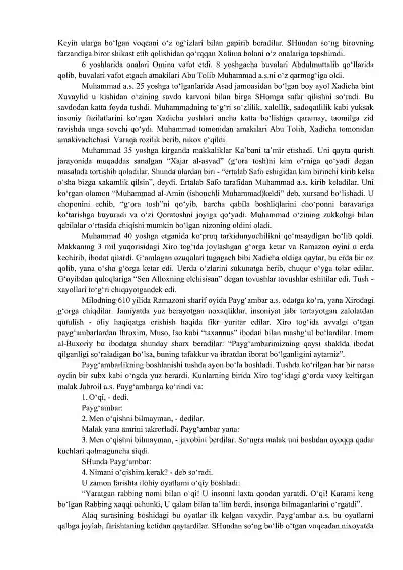 ISLOM DINI TARIXI VA MOHIYATI REFERAT 2