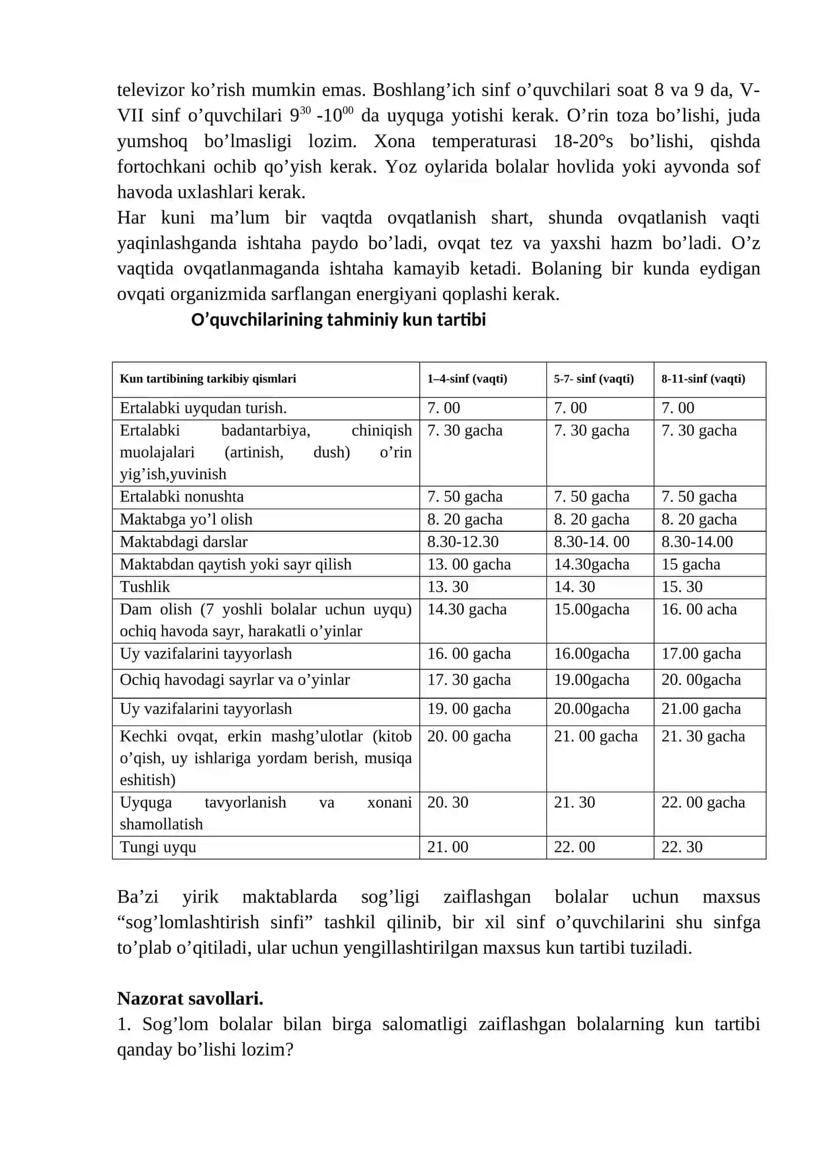 Kun tartibini gigienik baholash 2