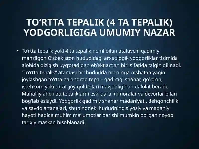 To‘rttatepalik 2