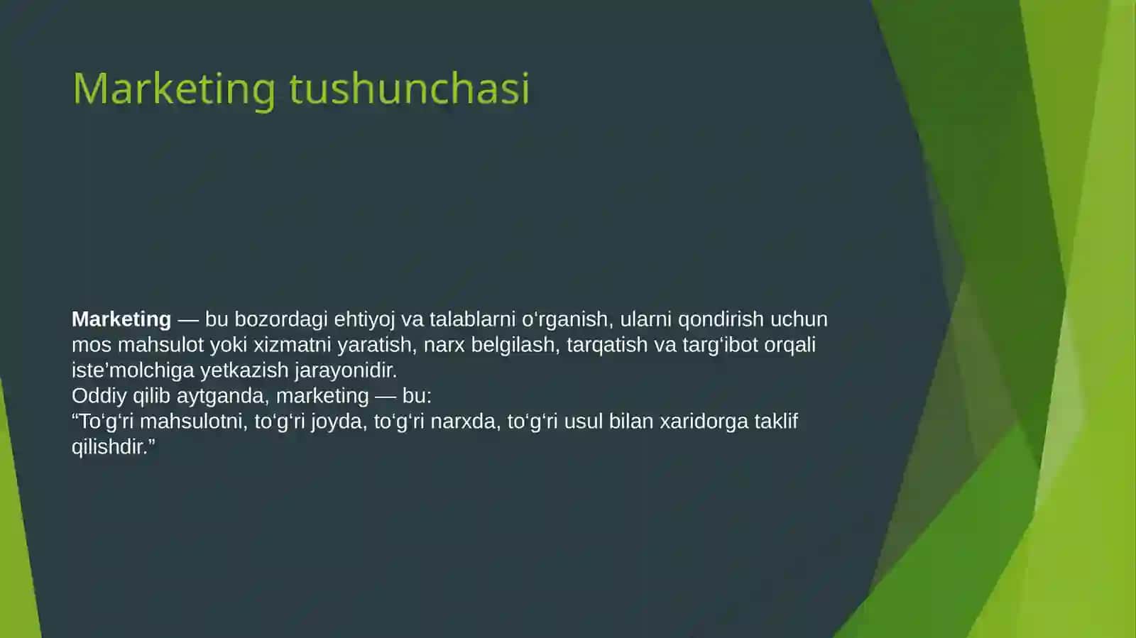 Marketing va uning rivojlanishining asosiy bosqichlari 2