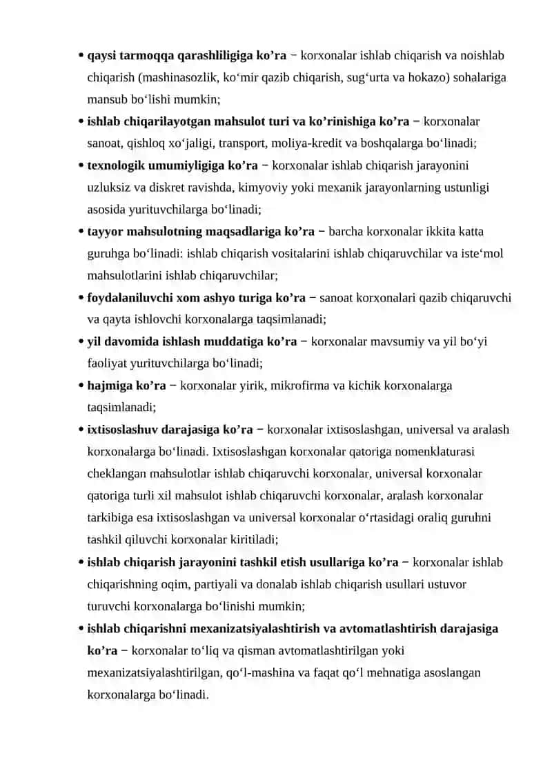ISHLAB CHIQARISH JARAYONI VA UNI TASHKIL ETISH ASOSLARI 2