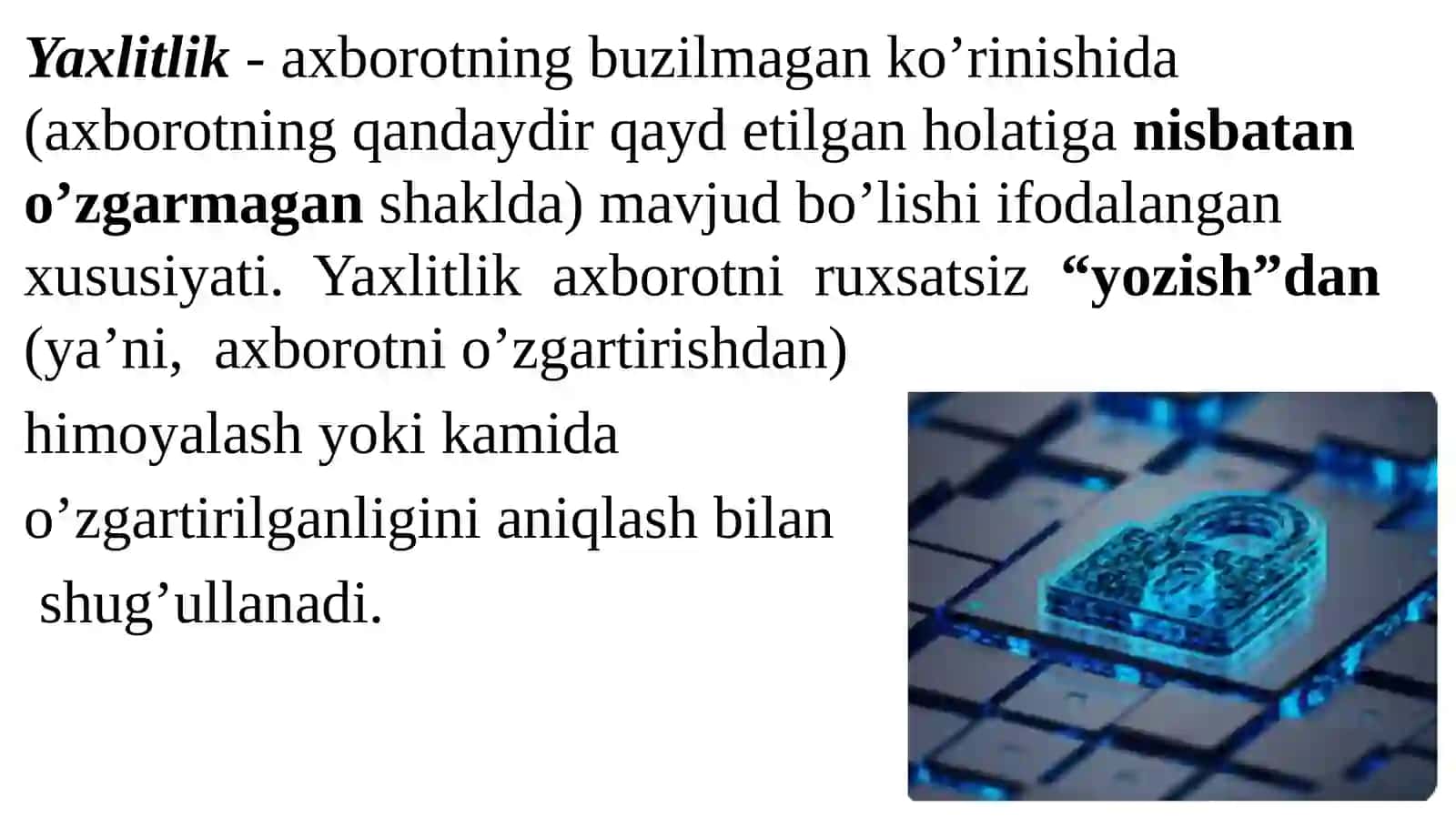 Ma’lumotlar yaxlitligini ta’minlash usullari 2
