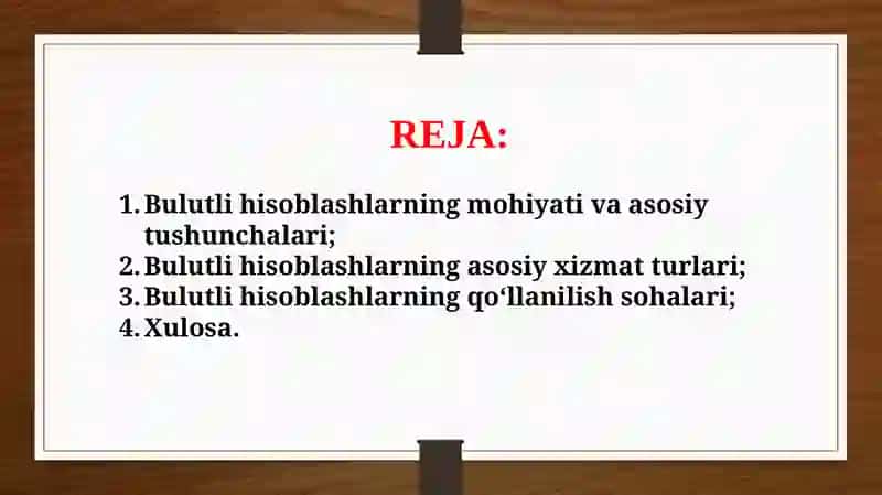 Bulutli hisoblashlar (Cloud compyuting) va ularning asosiy tushunchalari (TAQDIMOT) 2