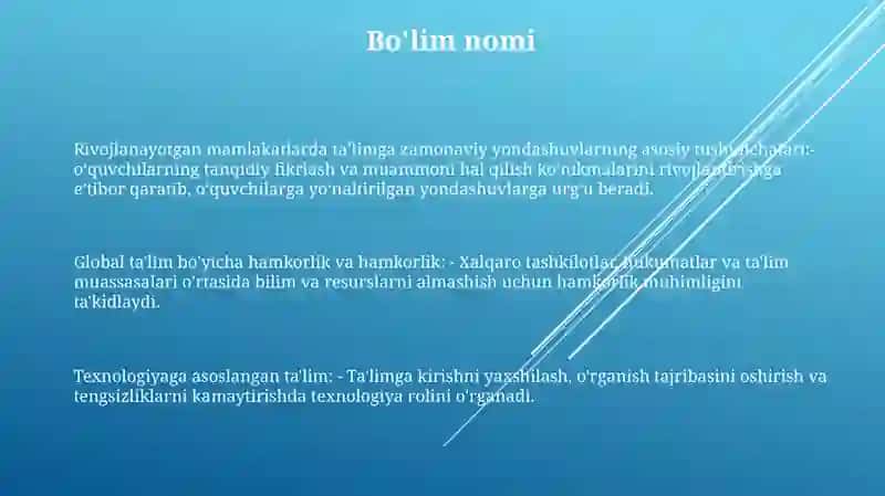 Rivojlangan Mamlakatlarda Ta'lim Tizimida Zamonaviy Yondashuvlar 2